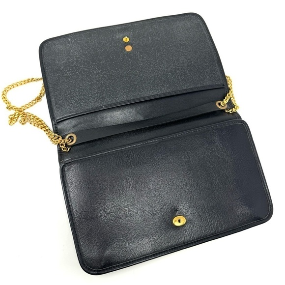 Vintage Christian Dior Black Leather Shoulder Bag – Gold Hardware, Convertible S - Picture 7 of 10